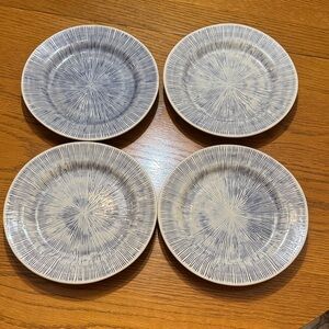 4 Blue and White Ceramic Dinner Plates Set Blue Pheasant 9” Nolan Plates